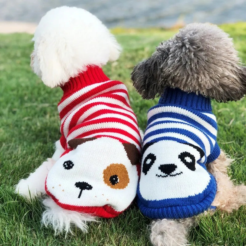 Winter Cartoon Dog Clothes Warm Christmas Sweater For Small Dogs Pet Clothing Coat Knitting Crochet Cloth Jersey Perro 30S1