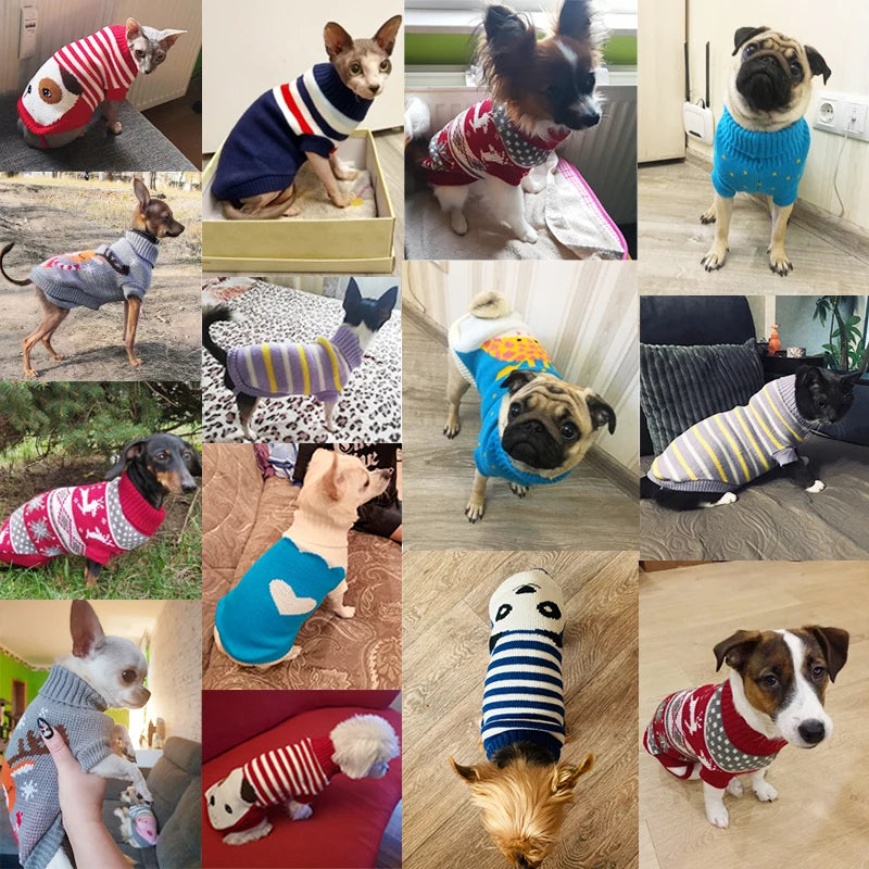 Winter Cartoon Dog Clothes Warm Christmas Sweater For Small Dogs Pet Clothing Coat Knitting Crochet Cloth Jersey Perro 30S1