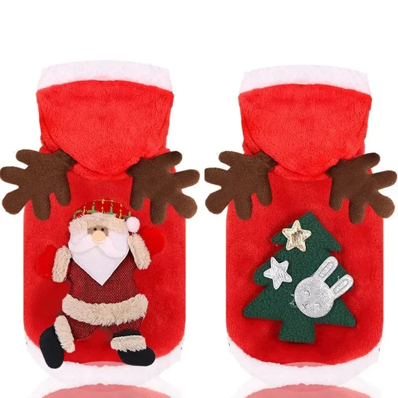 Christmas Dog Clothes Pet Clothes for Small Medium Dogs Winter Warm Elk Santa Claus Dog Cat Coat Hoodies Dogs Christmas Clothing