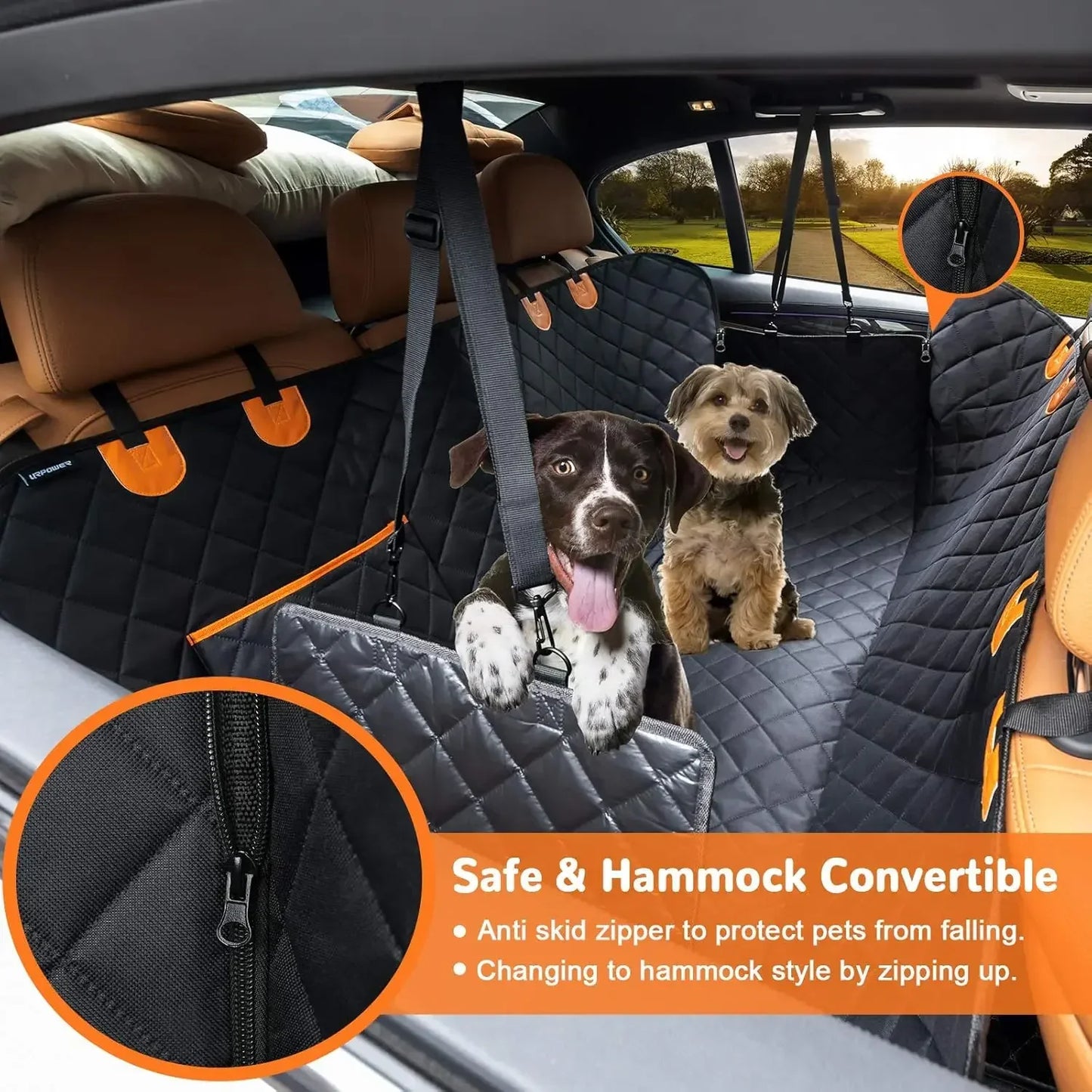 Back Seat Extender for Dogs Dog Car Seat Cover with Hard Bottom Dog Car Seat Bed Waterproof Dog Hammock for Car Pet Backseat