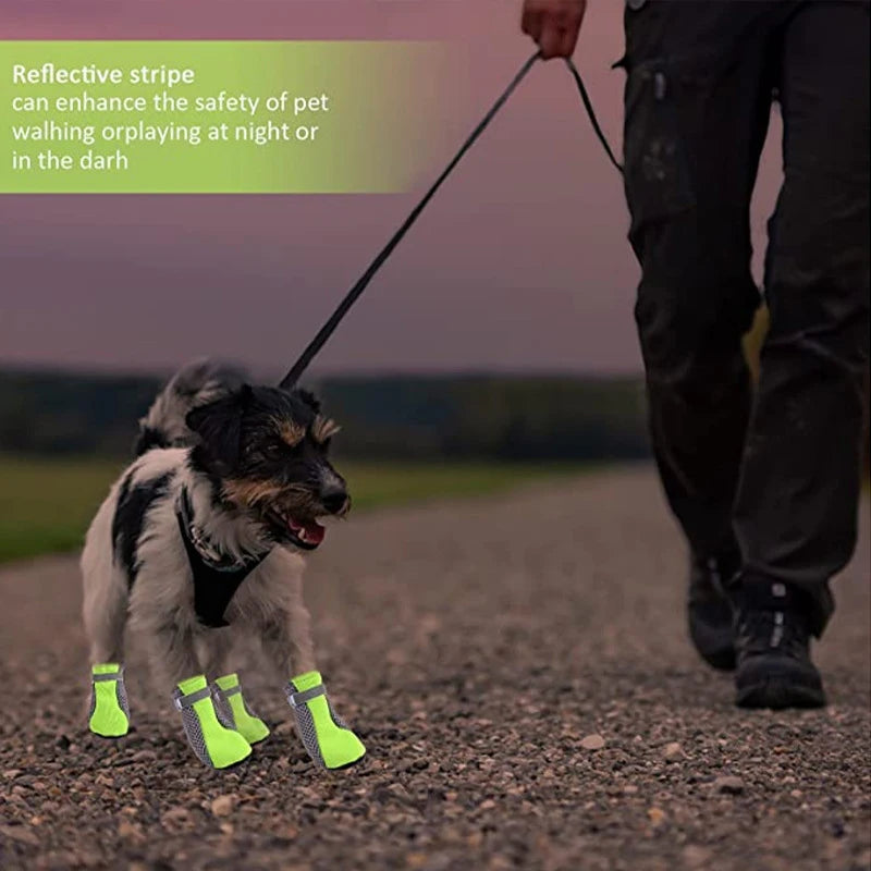 Pet Dog Shoes Breathable Waterproof Outdoor Walking Net Soft Summer Pet Shoes Night Safe Reflective Boots for Small Medium Dogs