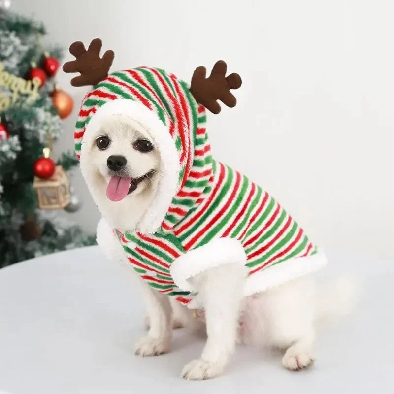 Christmas Dog Clothes Pet Clothes for Small Medium Dogs Winter Warm Elk Santa Claus Dog Cat Coat Hoodies Dogs Christmas Clothing